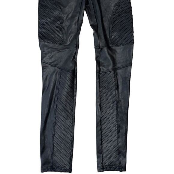 Spanx Faux Leather Moto Leggings High Waisted Ankle Length Black Size Medium - Picture 5 of 11